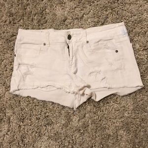 White denim cut off shorts